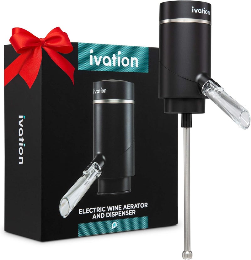 Ivation Electric Wine Aerator and Dispenser | Rechargeable Automatic Wine Pourer with Touch Button Control, Precision Spout, On/Off Aeration, Extension Tube and Micro USB Cable | Just Press to Pour! - Image 2